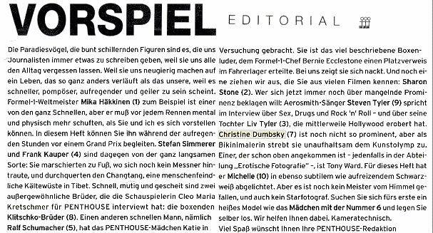 Christine at the Penthouse magazine