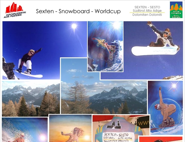 Sexten - Italy -Südtirol, Snowboard Worldcup Bodypainting von Christine Dumbsky